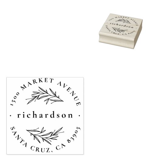 Elegante Botanische Formele Naam Ronde Terugkeerad Rubberstempel (Gestempeld)