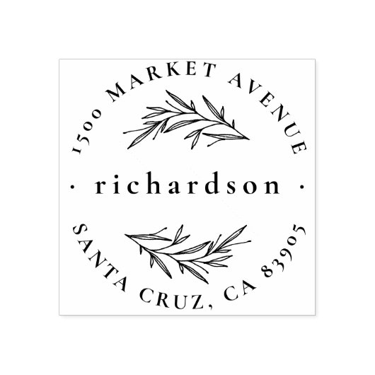 Elegante Botanische Formele Naam Ronde Terugkeerad Rubberstempel (Afrduk)