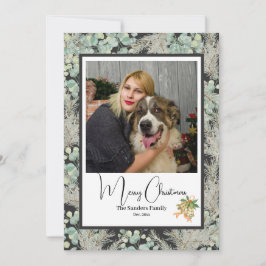 Elegante botanische foto vintage Kerstmis DGrey Feestdagenkaart