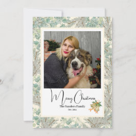 Elegante Botanische foto vtg Kerst Champagne Feestdagenkaart