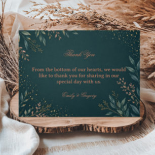 Elegante Botanische Goud Teal Bedankkaart