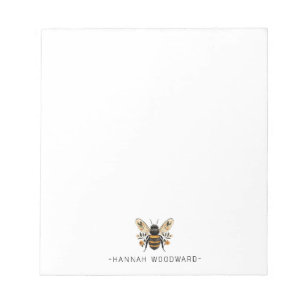 Elegante Botanische Gouden Bij Persoonlijk Notitieblok
