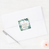 Elegante Botanische Gouden Jongen Doop Dank u Vierkante Sticker (Envelop)