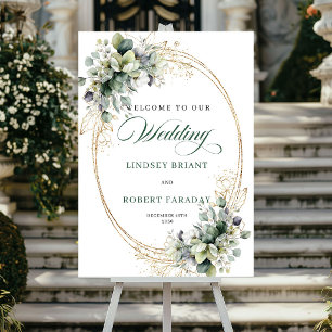Elegante Botanische Gouden Trouw Welkomstposter Poster