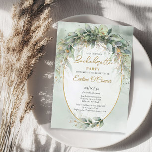 Elegante botanische groene eucalyptus bachelorette kaart