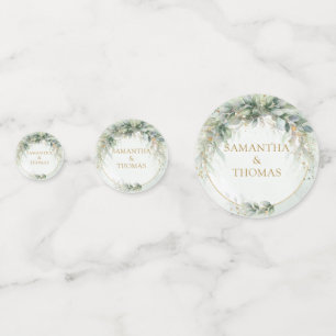 Elegante botanische groene eucalyptus gouden bruil confetti