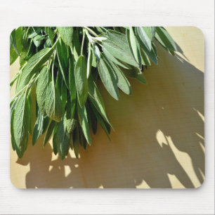 Elegante botanische groene kruiden bladeren salie muismat