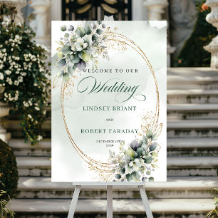 Elegante Botanische Groene Welkomstposter Poster