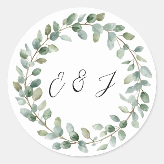 Elegante botanische gunst & envelop bruiloft Stick Ronde Sticker (Voorkant)