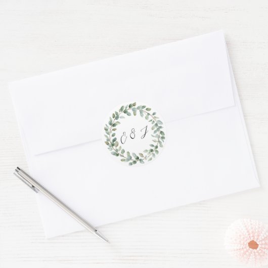Elegante botanische gunst & envelop bruiloft Stick Ronde Sticker (Envelop)