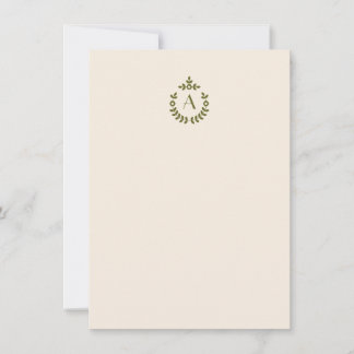 Elegante Botanische Hanger Crest Initiaal Monogram Notitiekaartje