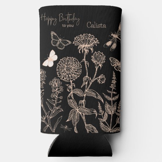 Elegante botanische "Happy Birthday" gepersonalise (Achterkant)