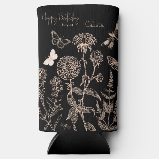 Elegante botanische "Happy Birthday" gepersonalise (Voorkant)