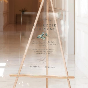 Elegante Botanische Huwelijk Unplugged Ceremony Acryl Bord