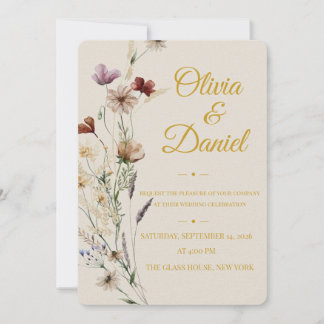 Elegante botanische huwelijksuitnodiging | Modern Kaart