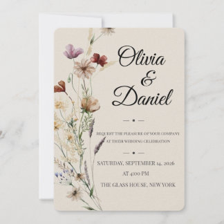 Elegante botanische huwelijksuitnodiging | Modern Kaart