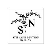 Elegante botanische initials moderne wilde bloem b 	rubberstempel (Afrduk)