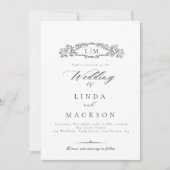 Elegante botanische kam monogram Wedding Qr Code Kaart (Voorkant)