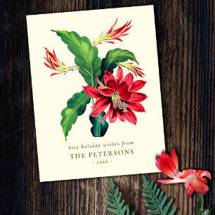 Elegante Botanische Kerst Cactus Flower Briefkaart