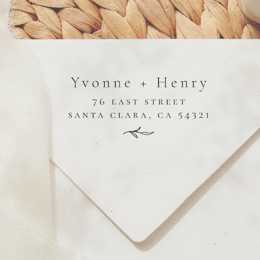 Elegante botanische koppels bruiloft retour adres 	rubberstempel