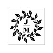 Elegante botanische krans monogram bruiloft 	rubberstempel (Afrduk)