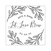 Elegante botanische 'Laat liefde brouwen' huwelijk Rubberstempel (Afrduk)