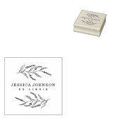 Elegante Botanische Lavander Custom Name Book Rubberstempel (Gestempeld)