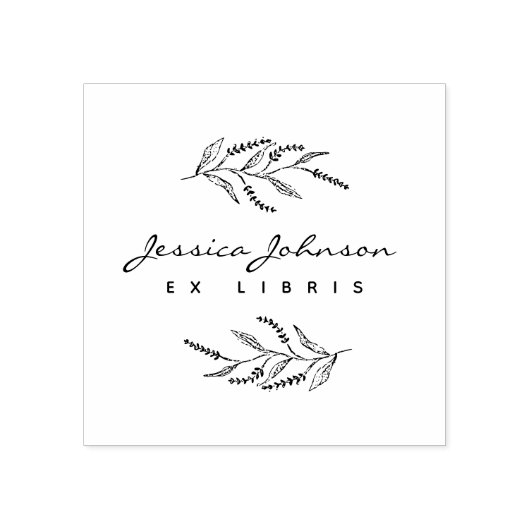 Elegante Botanische Lavander Ex Libris Custom Book Rubberstempel (Afrduk)