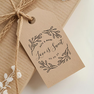Elegante Botanische Liefde is een Zoete Trouwcadea Rubberstempel