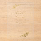 Elegante botanische Lijst gouden bruiloft Acryl Uitnodigingen (Voorkant)