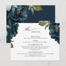 Elegante botanische marineblauwe huwelijkscode RQ