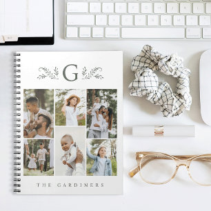 Elegante botanische monogram 6 foto collage notitieboek