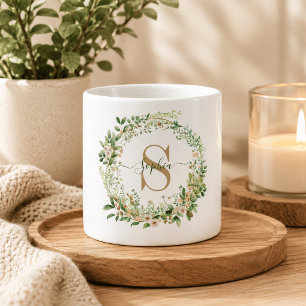 Elegante botanische monogram espressokop met naam espresso kop