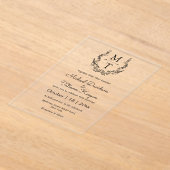 Elegante botanische monogram initialen bruiloft acryl uitnodigingen (Laagn)