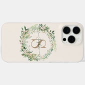 Elegante Botanische Monogram iPhone Case met Naam (Achterkant (horizontaal))