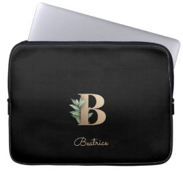 Elegante Botanische Monogram Letter B Laptop Sleev Sleeve