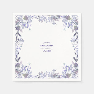 Elegante botanische paarse trouwservetten servet