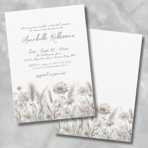 Elegante Botanische Pampas Bloemige Boho Bruidsdou Kaart