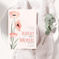 Elegante botanische papavers QR code uitnodiging