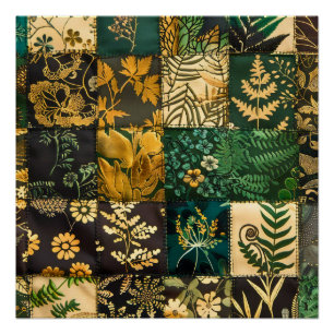 ✨Elegante botanische patchwork bloempatroonontwerp Perfect Poster