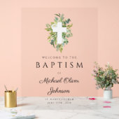 Elegante Botanische Religieuze Kruisdoop Welkom Acryl Bord (Huwelijk)
