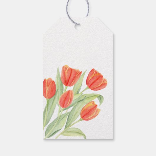 Elegante Botanische Rode Tulp 50ste Verjaardag Cadeaulabel (Achterkant)