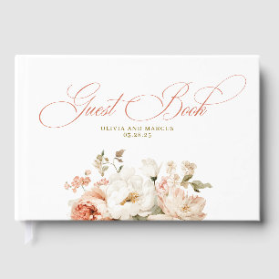 Elegante botanische roos bloemen boho bruiloft gastenboek