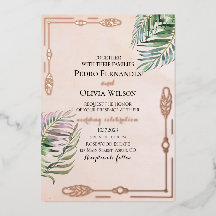 Elegante botanische roze gouden folie bruiloft