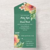 Elegante Botanische Rozen Groene Herfst Bloemenbru All In One Uitnodiging (Binnen)