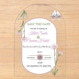 Elegante botanische save the date trouwuitnodiging acryl uitnodigingen