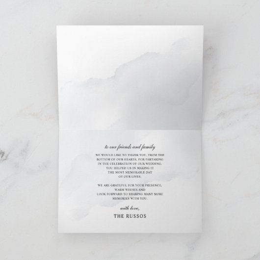 Elegante Botanische Stoffige Blauwe Bloemenbruilof Bedankkaart (Binnen)