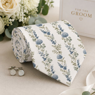 Elegante botanische stoffige blauwe trouw stropdas