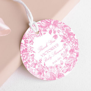 Elegante botanische stoffige roze baby shower guns bedankjes labels