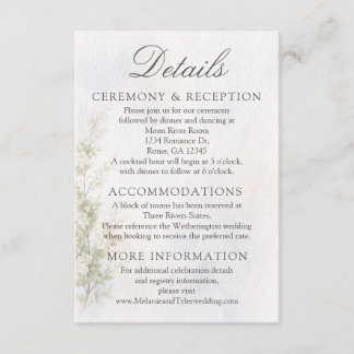 Elegante botanische trouw-/onthaaldetails kaart